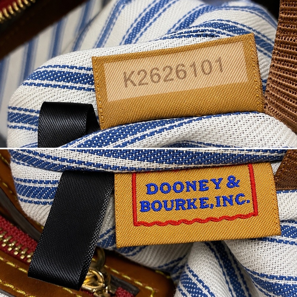 Dooney & Bourke Black Nylon Tan Leather Trim Gold Shoulder Bag Purse Pockets - Picture 16 of 16